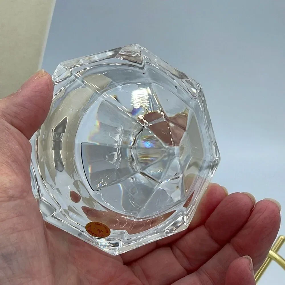 Bleikrisrall 24% lead crystal diamond shaped tea candle holder.